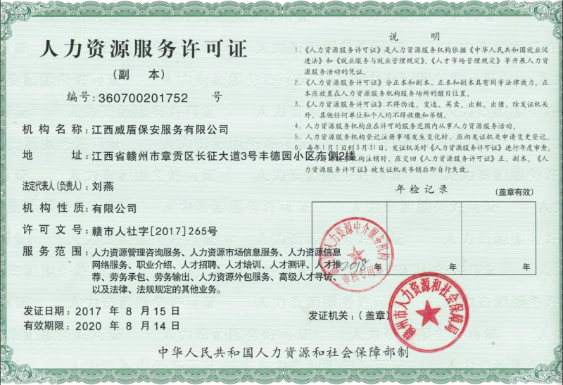人力资源服务许可证